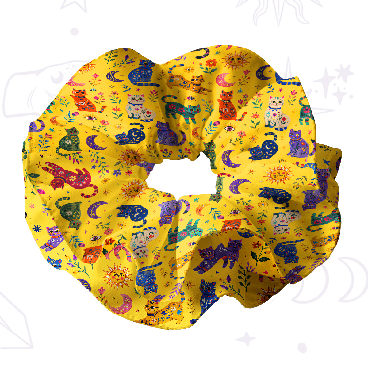 Purplehecate Rainbow Magic Cats Double Layer Scrunchie