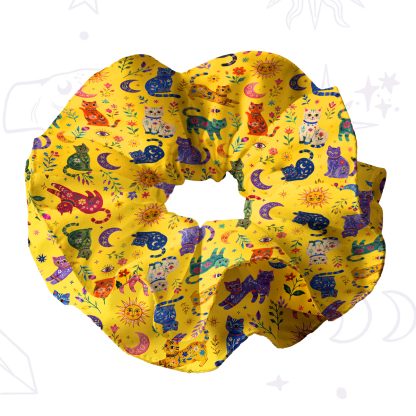 Purplehecate Rainbow Magic Cats Double Layer Scrunchie