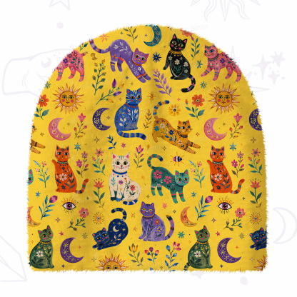 Purplehecate Rainbow Magic Cats Fuzzy Knit Beanie