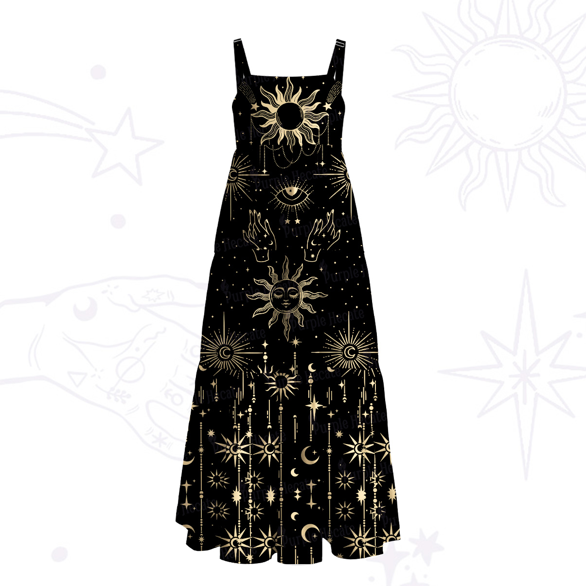 Purplehecate Solar Oracle Wide Straps Maxi Dress
