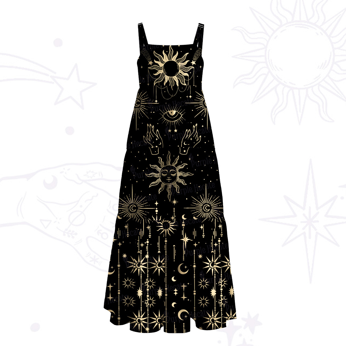 Purplehecate Solar Oracle Wide Straps Maxi Dress