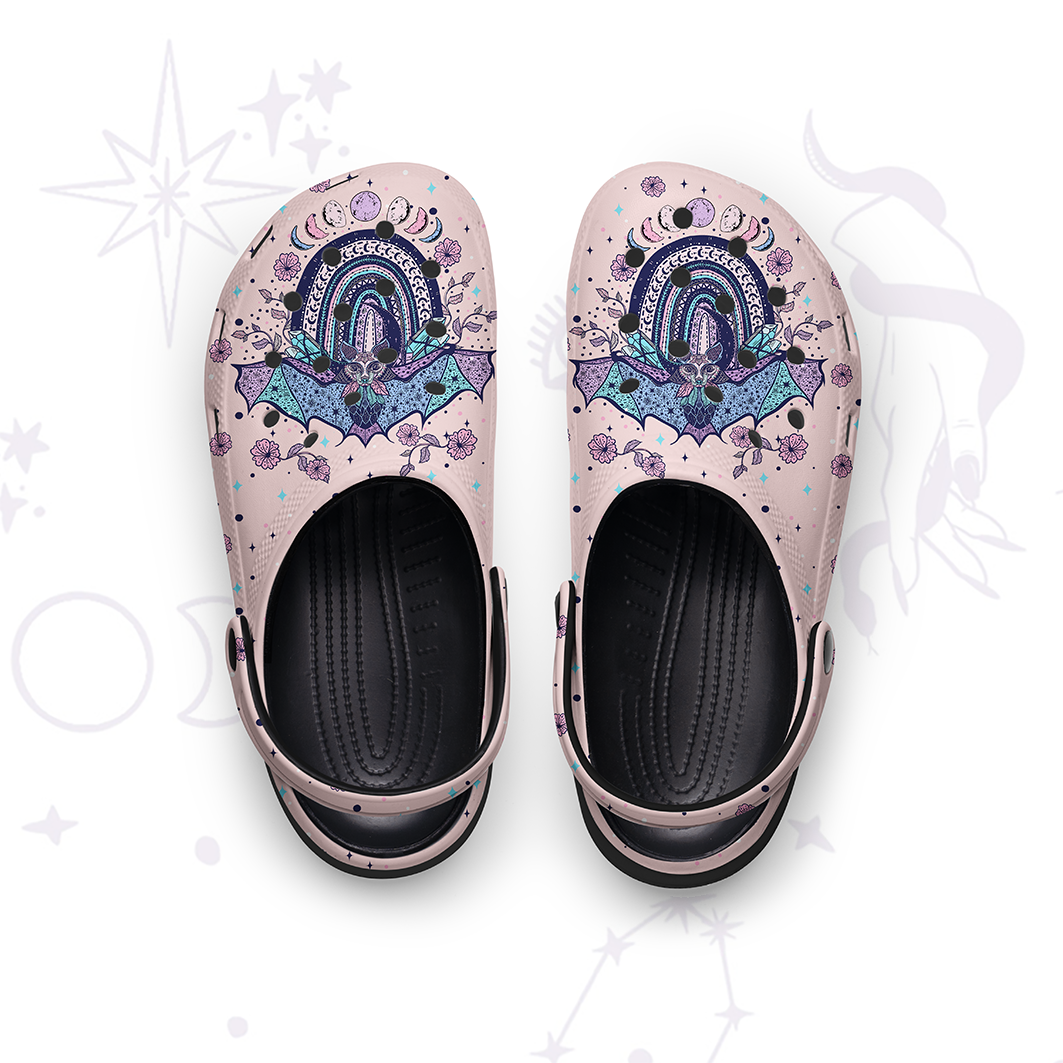 Purplehecate Moon Phase Bat Rubber Clogs