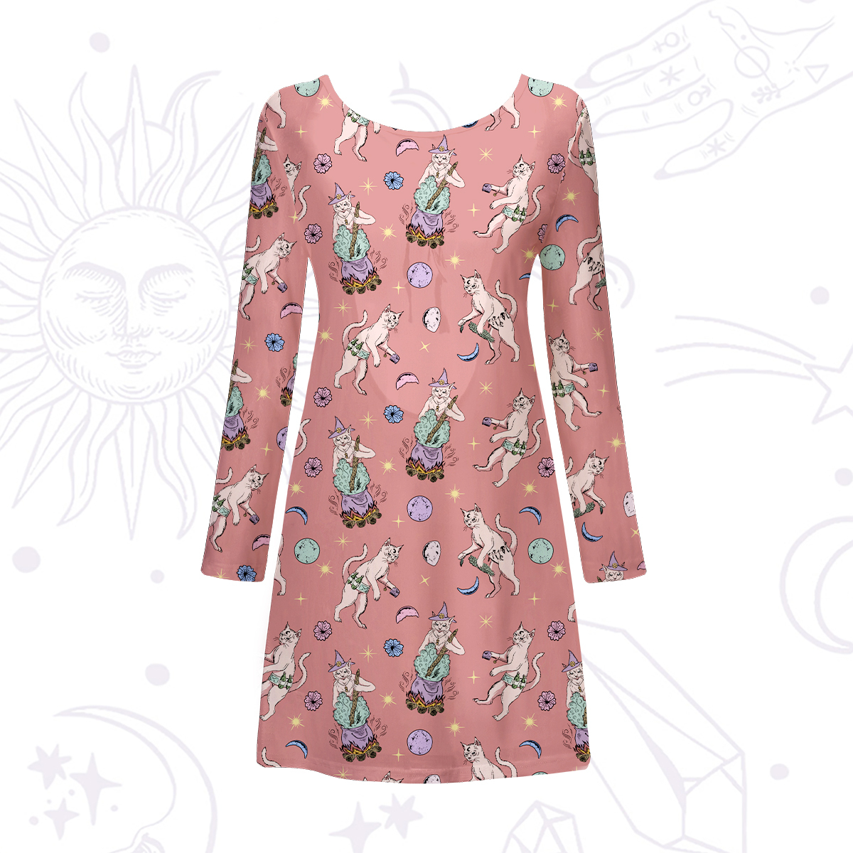 Purplehecate Cat Coven Beachwear Cover-Up Dress