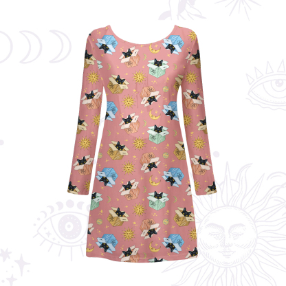 Purplehecate Magical Black Cat Beachwear Cover-Up Dress