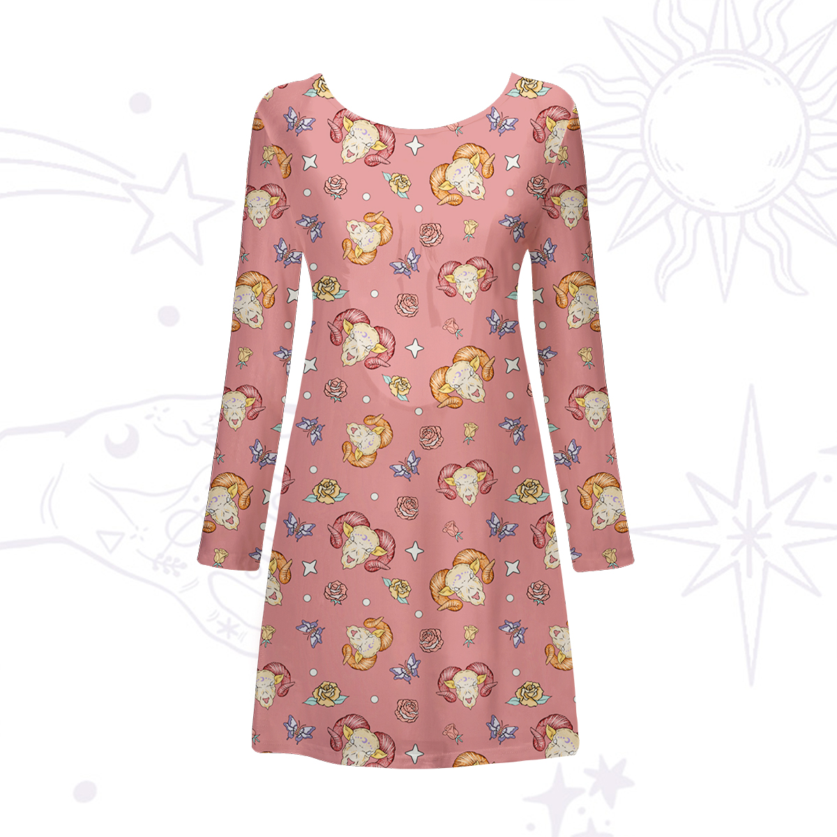 Purplehecate Aries Spirit Zodiac Beachwear Cover-Up Dress