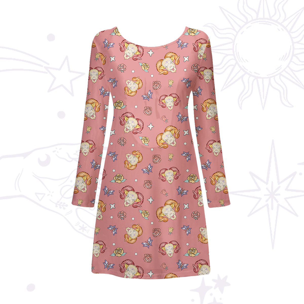 Purplehecate Aries Spirit Zodiac Beachwear Cover-Up Dress