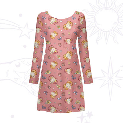 Purplehecate Aries Spirit Zodiac Beachwear Cover-Up Dress