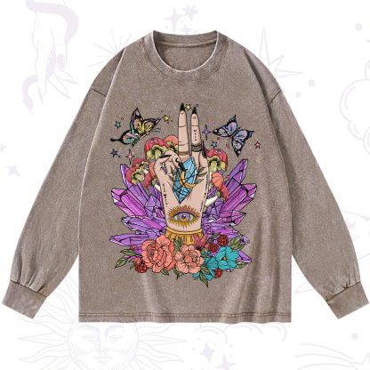 Purplehecate Mystic Crystal Divination Washed Long Sleeve Shirt