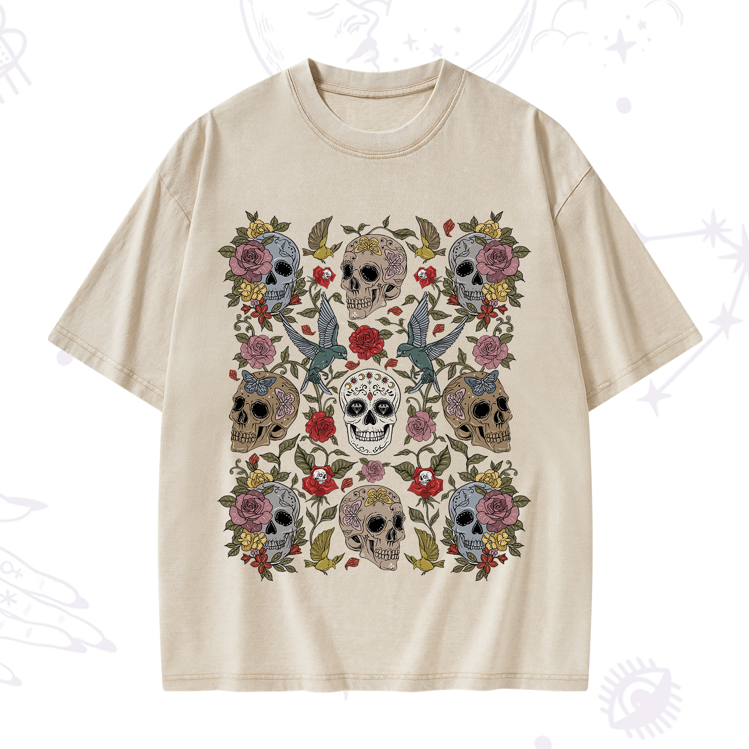 Purplehecate Skull Garden Washed T-Shirt