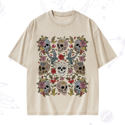 Purplehecate Skull Garden Washed T-Shirt