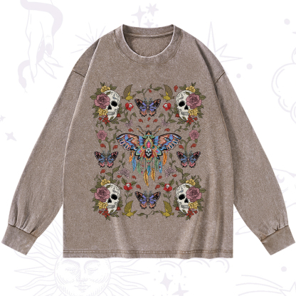 Purplehecate Moths Dancing Washed Long Sleeve Shirt