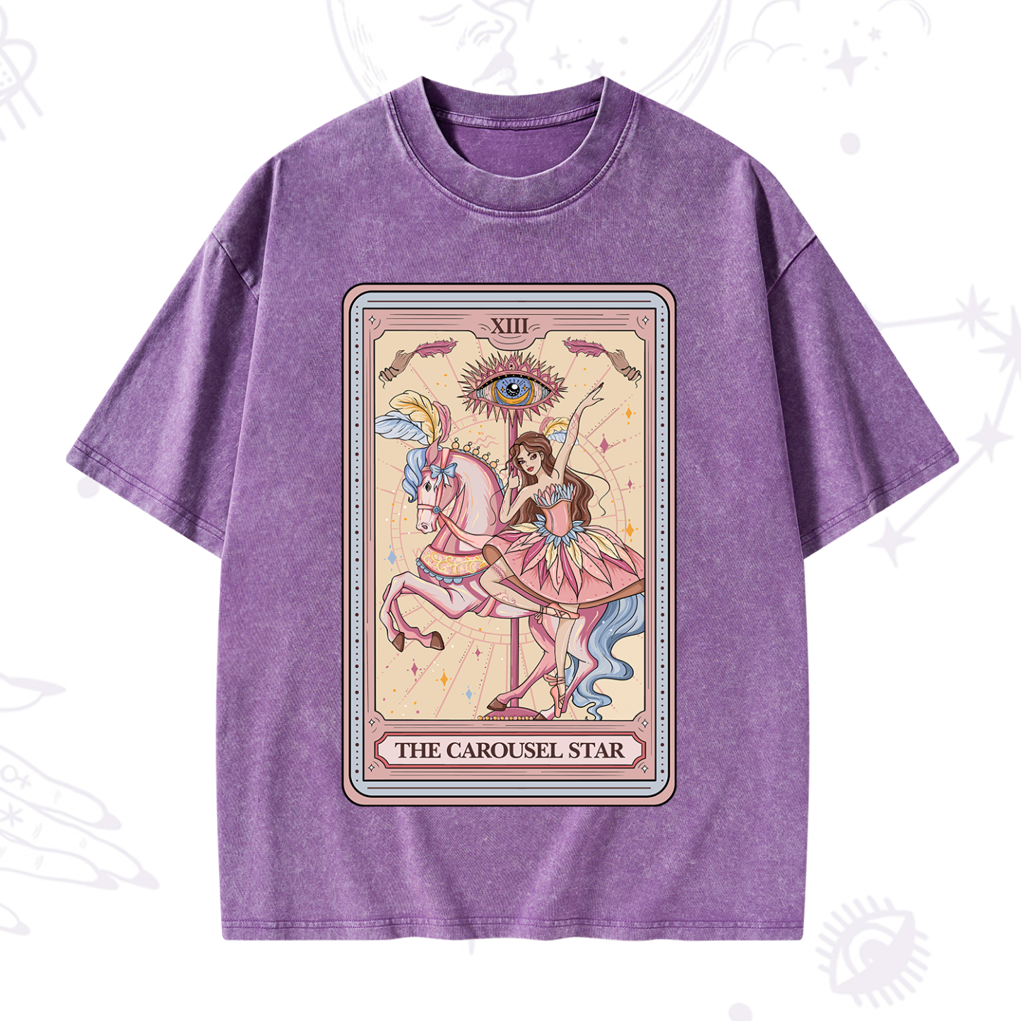 Purplehecate The Carousel Star Tarot Card Washed T-Shirt