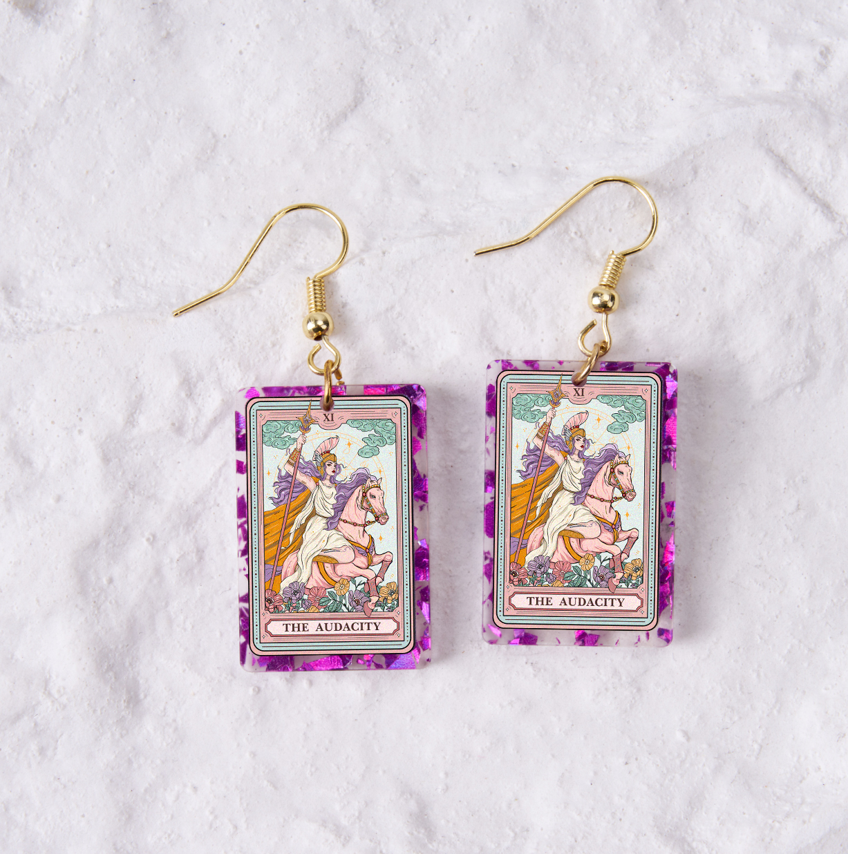 Purplehecate The Audacity Tarot Card Purple fragments Acrylic Earrings