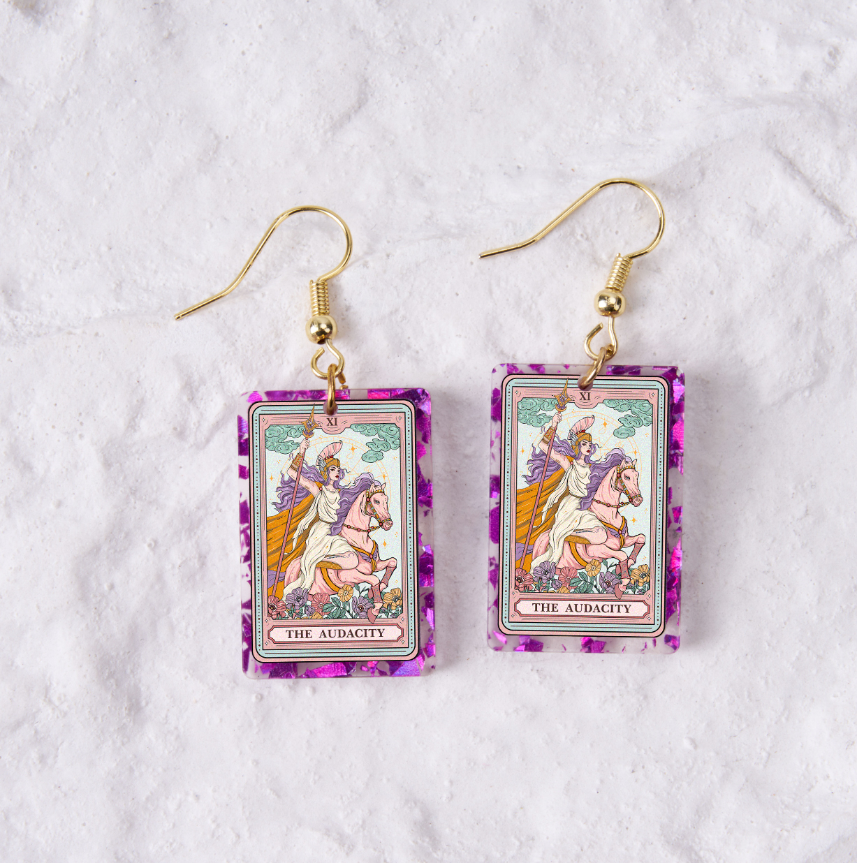 Magic Purplehecate The Audacity Tarot Card Purple fragments Acrylic Earrings
