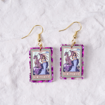 Purplehecate The Dragon Tarot Purple fragments Acrylic Earrings