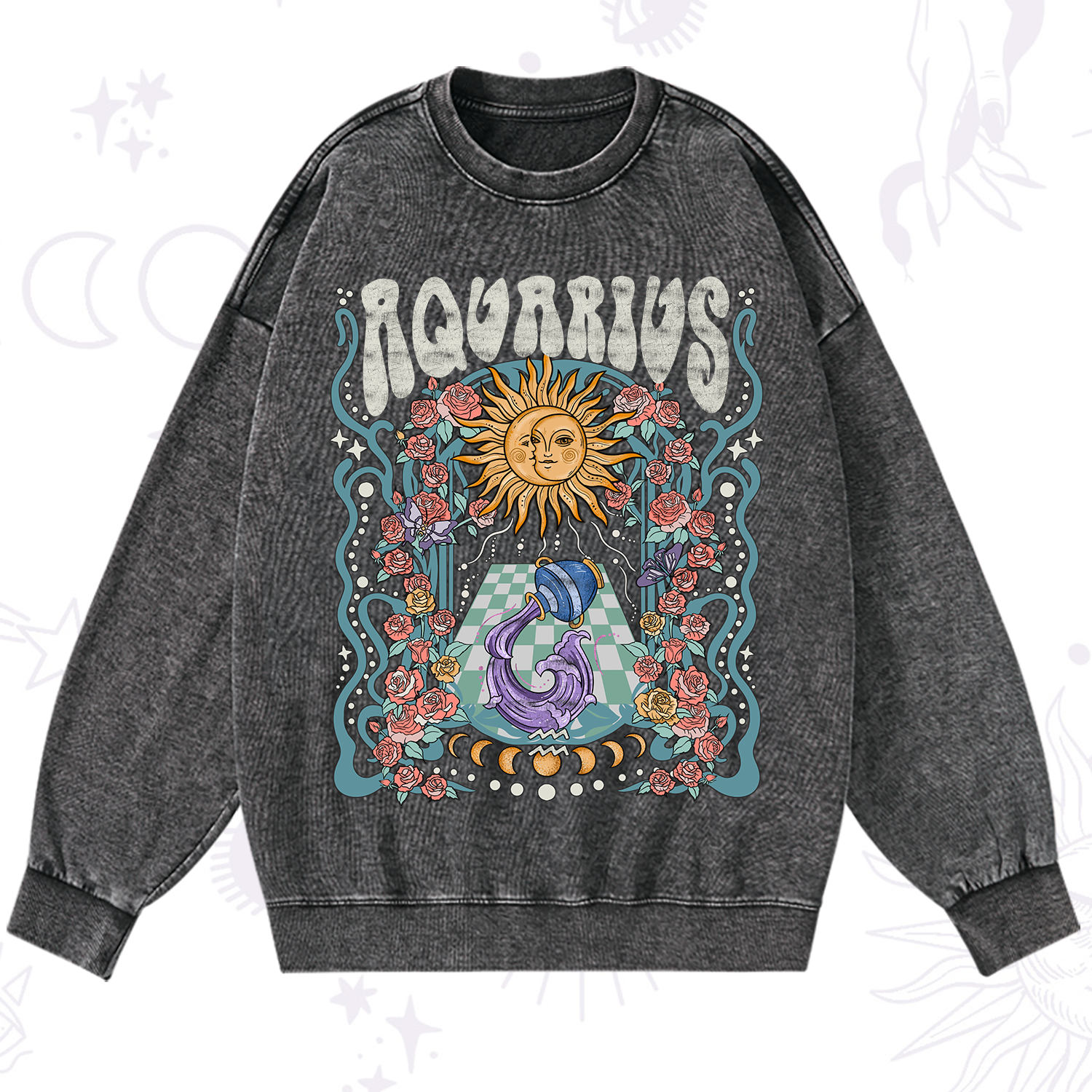 Purplehecate Aquarius Spirit Zodiac Washed Sweatshirt