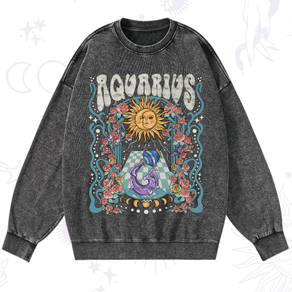 Purplehecate Aquarius Spirit Zodiac Washed Sweatshirt