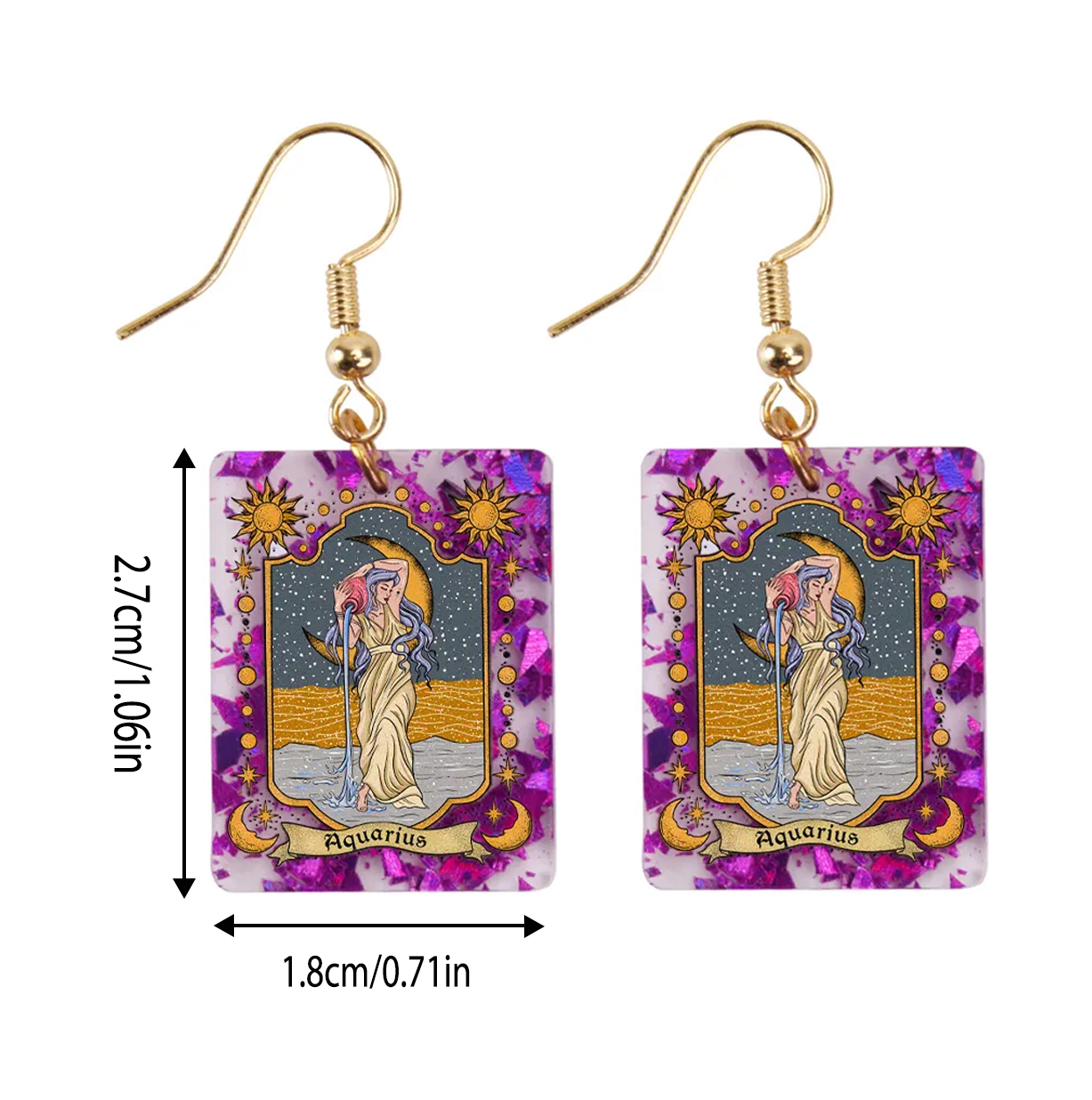 Purplehecate Aquarius Zodiac Purple fragments Acrylic Earrings