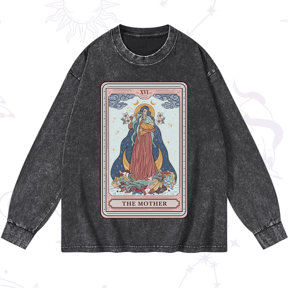 Magic Purplehecate The Mother Tarot Washed Long Sleeve Shirt