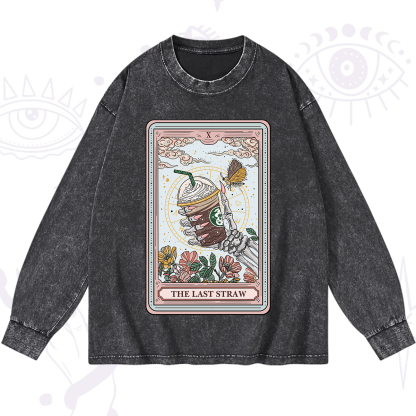 Purplehecate The Last Straw Tarot Washed Long Sleeve Shirt