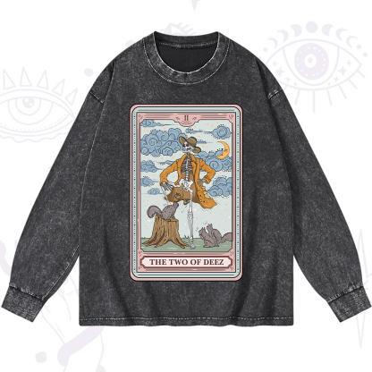 Purplehecate The Two Of Deez Tarot Washed Long Sleeve Shirt