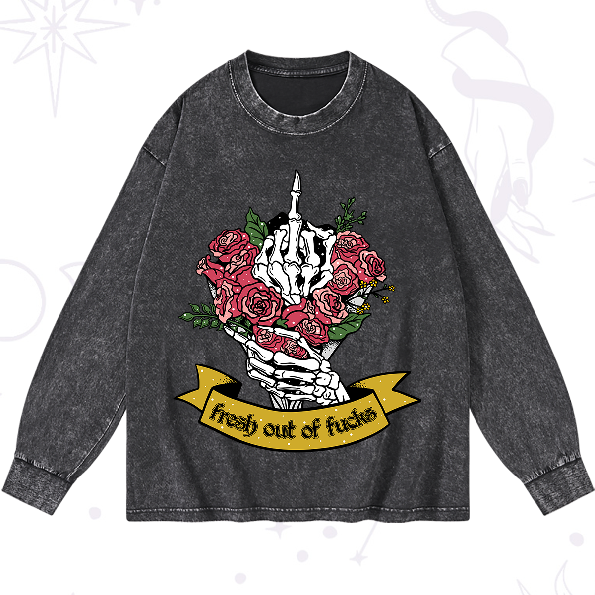 Magic Purplehecate Fresh Out Of Fucks Washed Long Sleeve Shirt