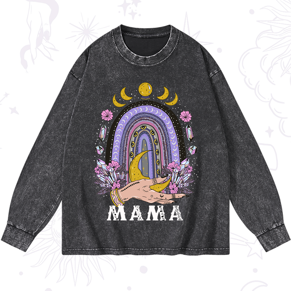 Magic Purplehecate Gothic Mama Rainbow Washed Long Sleeve Shirt