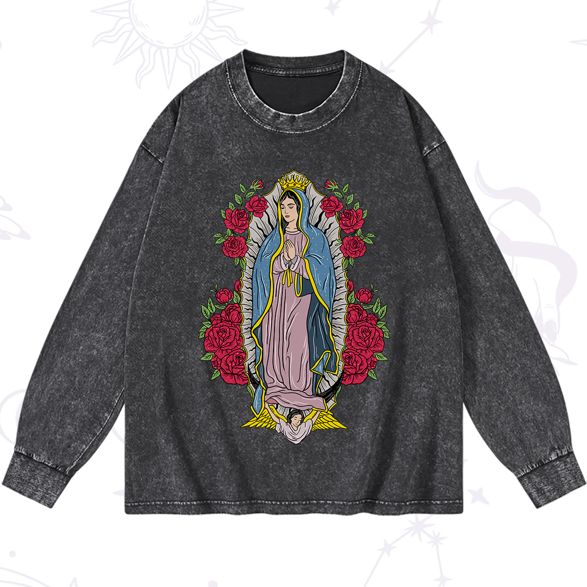 Magic Purplehecate Mother Mary Washed Long Sleeve Shirt