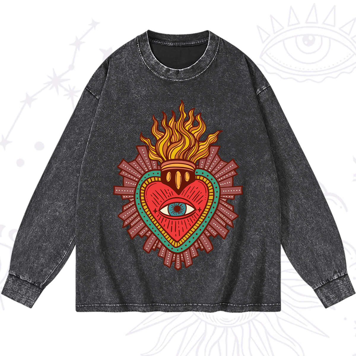 Magic Purplehecate Sacred Heart Washed Long Sleeve Shirt