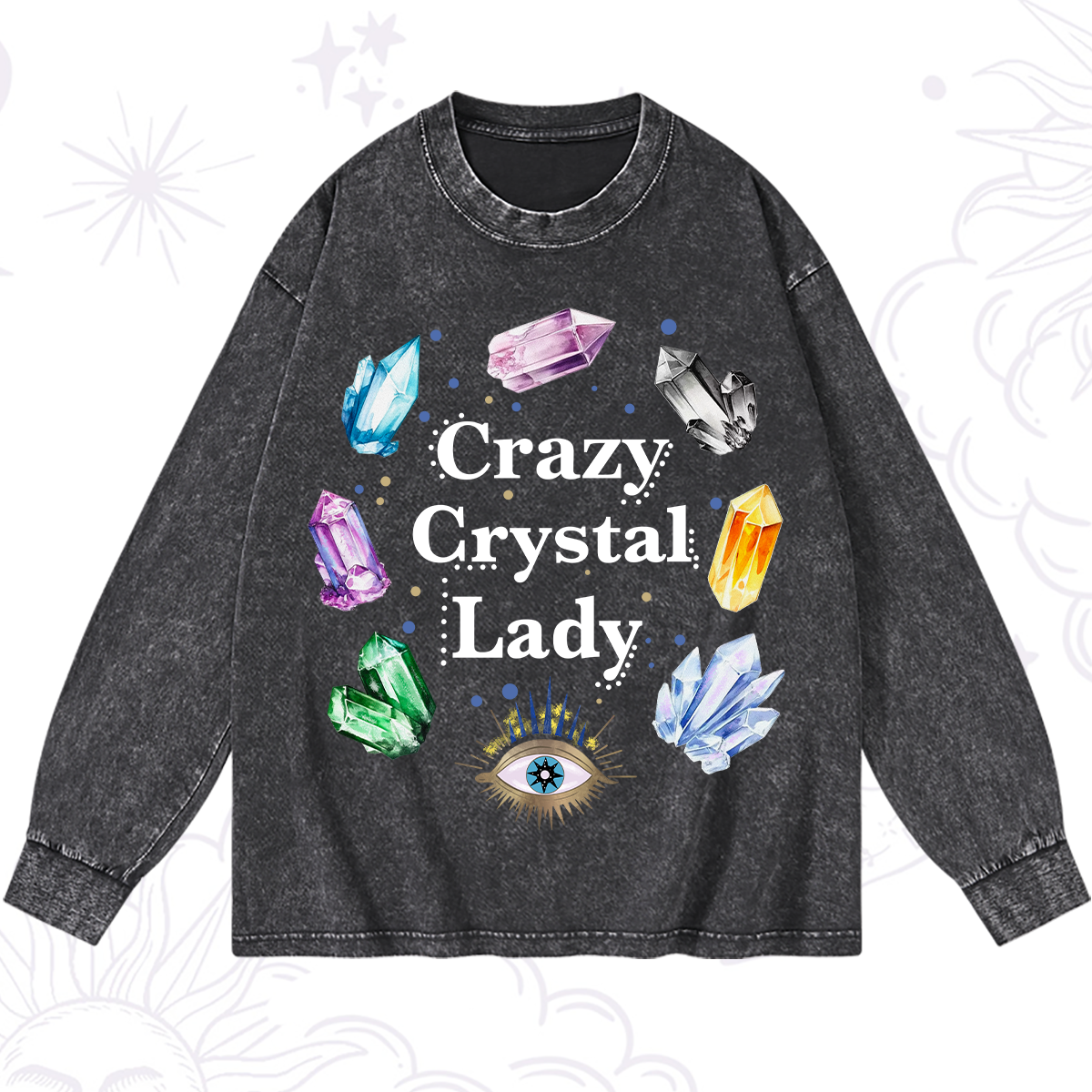 Magic Purplehecate Crazy Crystal Lady Washed Long Sleeve Shirt