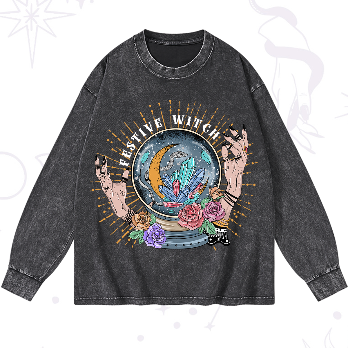 Magic Purplehecate Festive Witch Washed Long Sleeve Shirt