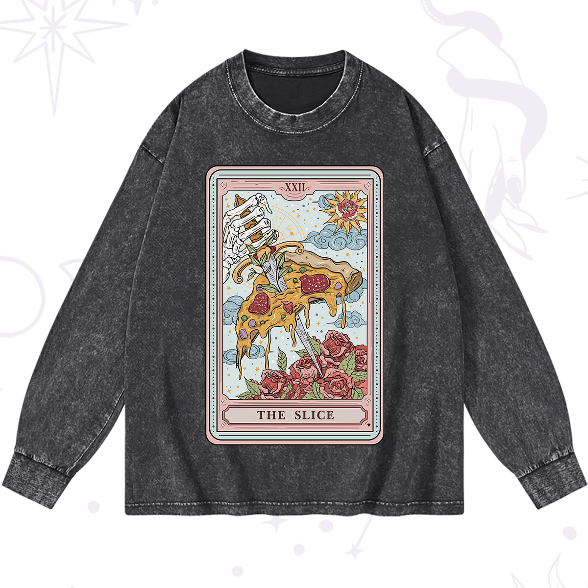 Magic Purplehecate The Slice Food Tarot Washed Long Sleeve Shirt