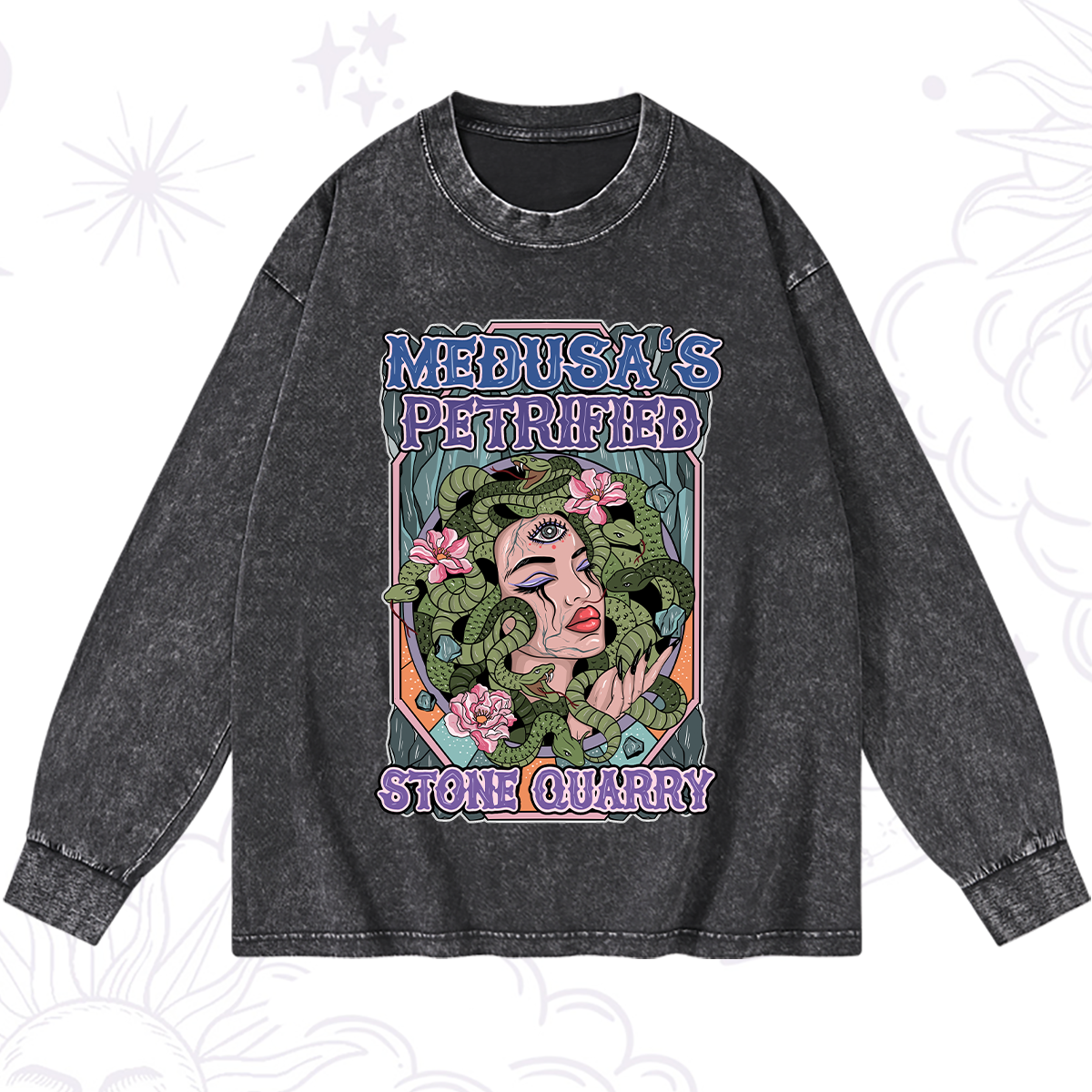 Magic Purplehecate The Gorgon with Snake Hair Medusa Washed Long Sleeve Shirt