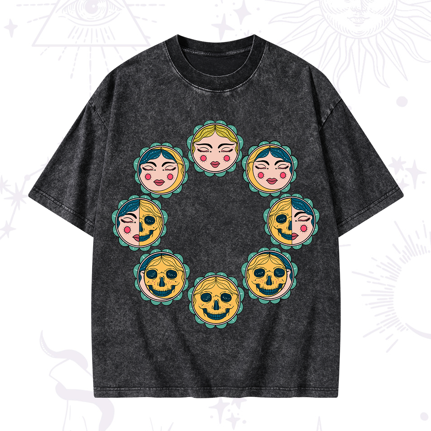 Purplehecate Lunar Skull Cycle Washed T-Shirt