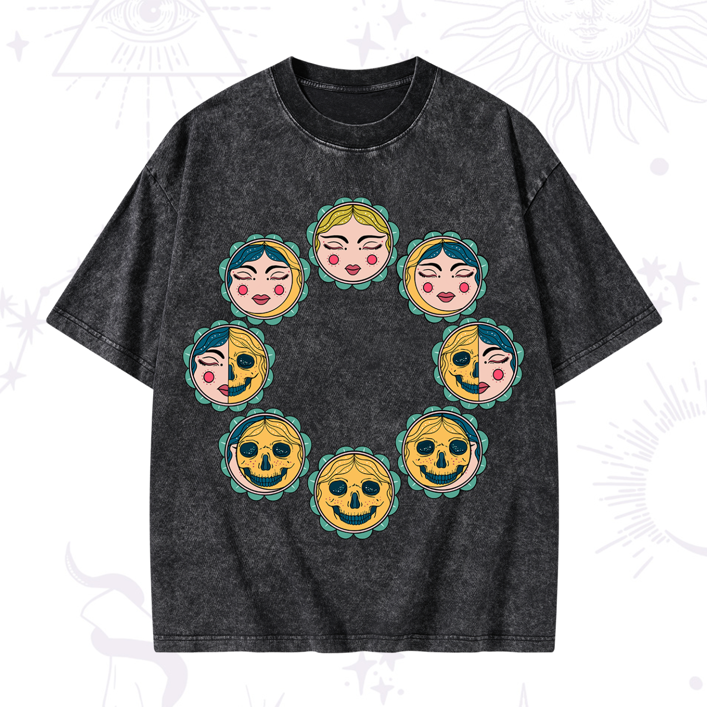 Purplehecate Lunar Skull Cycle Washed T-Shirt