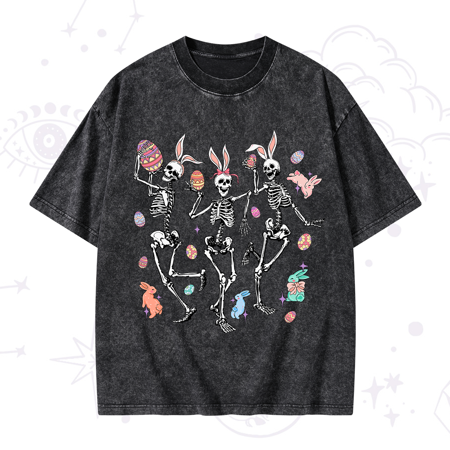 Purplehecate Easter Bunny Skeleton Washed T-Shirt