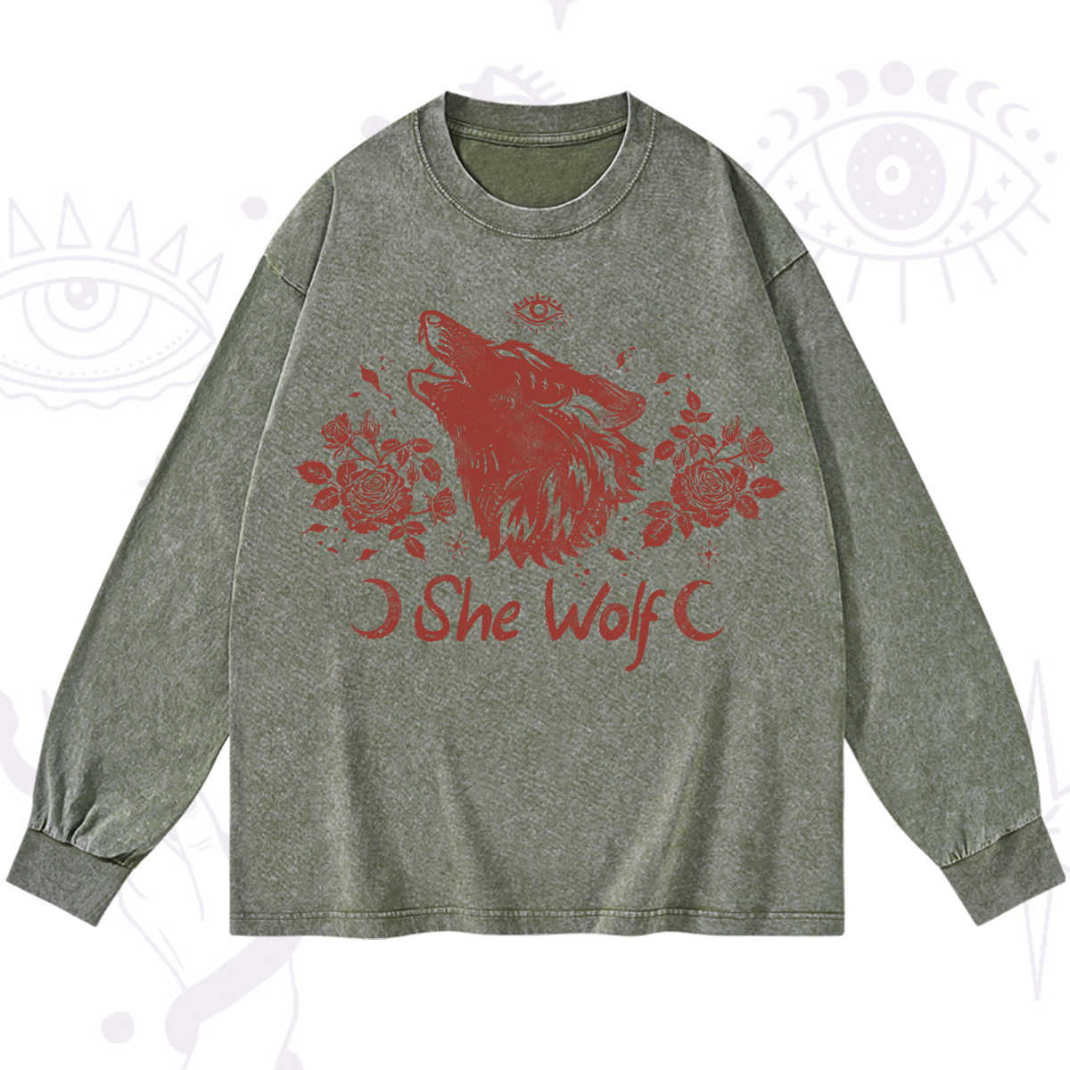 Purplehecate She Wolf Washed Long Sleeve Shirt
