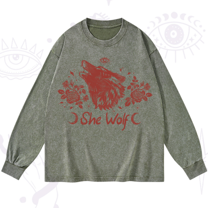 Purplehecate She Wolf Washed Long Sleeve Shirt