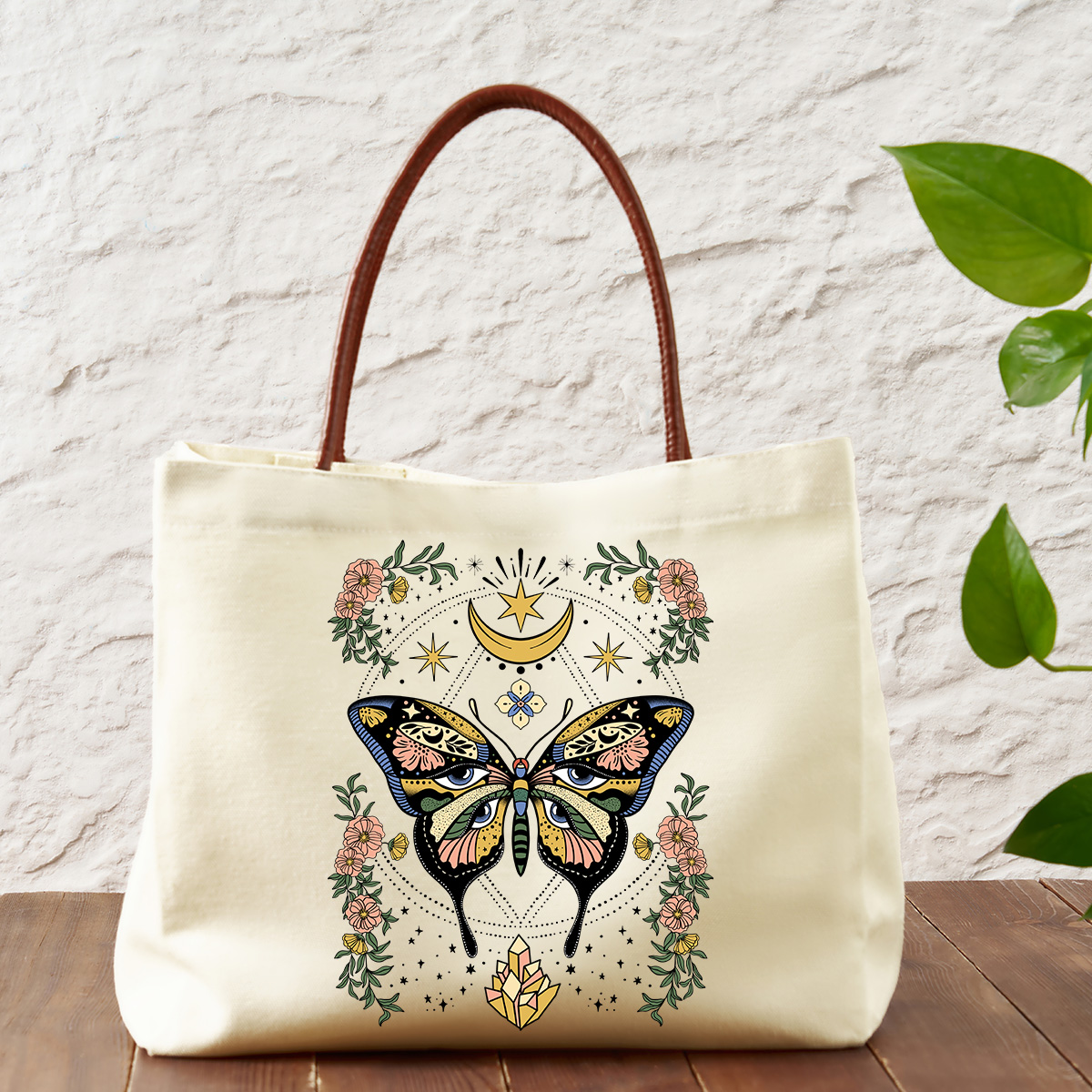 Purplehecate I Am Opening Leather Canvas Tote Bag