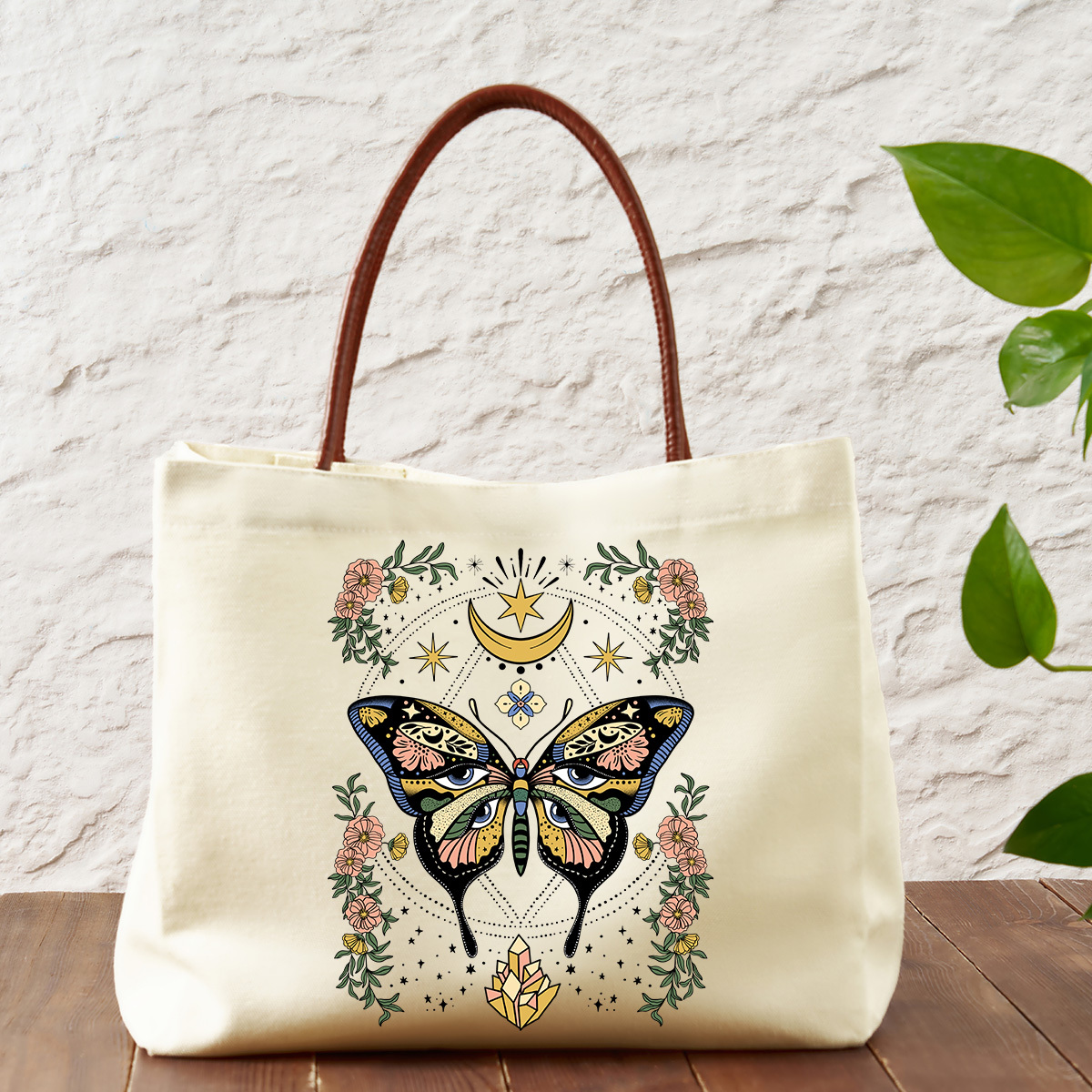 Purplehecate I Am Opening Leather Canvas Tote Bag