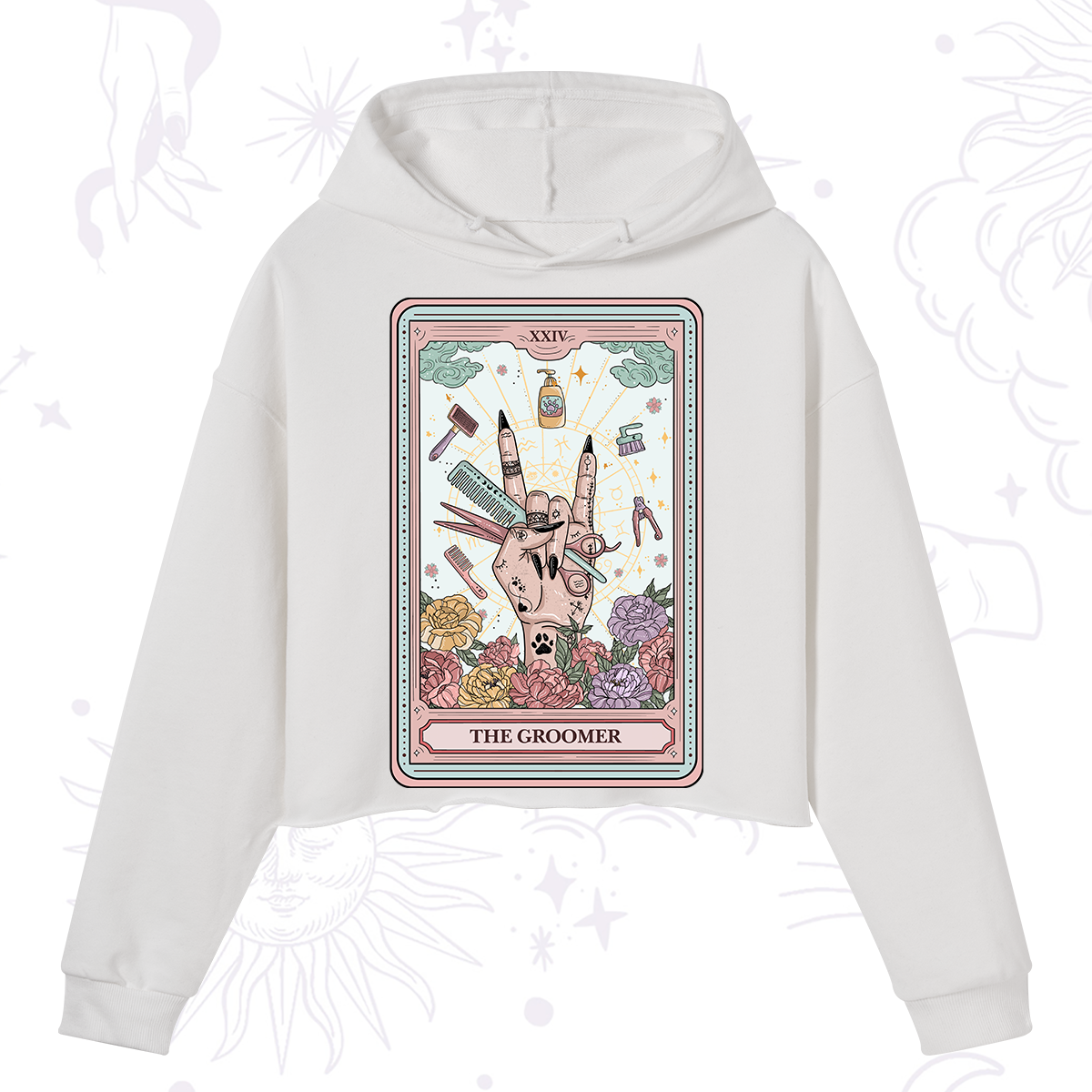 Purplehecate The Pet Groomer Tarot Card Crop Hoodie