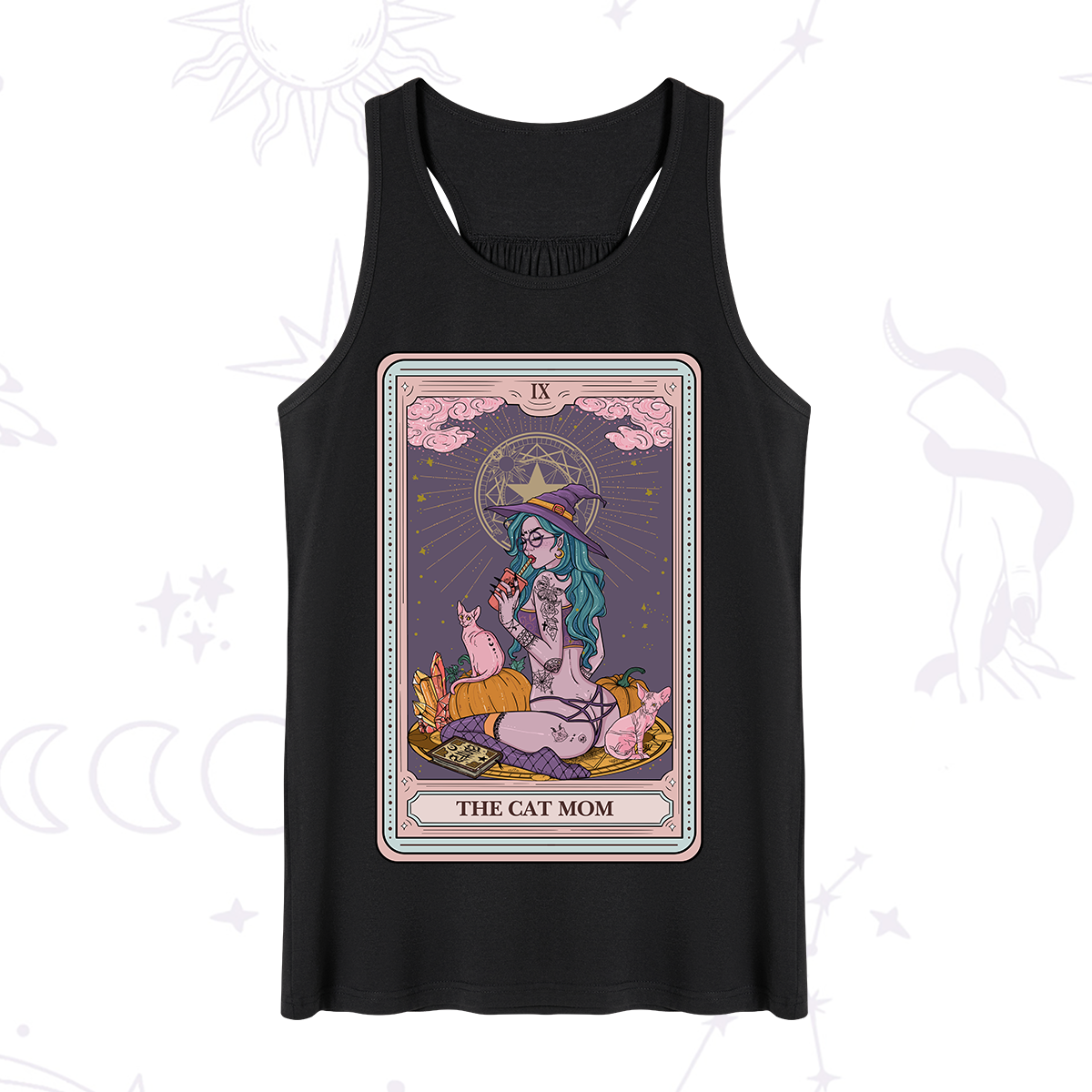 Purplehecate The Mystical Cat Mom Tarot Card Tank