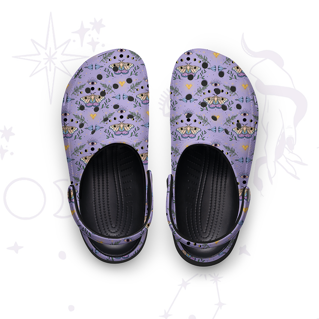 Purplehecate Luna Moth Witch Rubber Clogs
