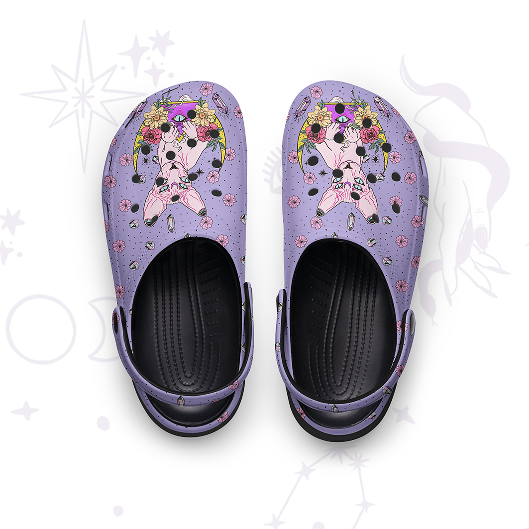 Purplehecate Moon Phase Cat Rubber Clogs