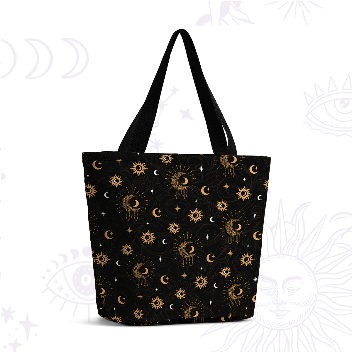 Purplehecate  Celestial Sun & Moon Casual Tote Bag