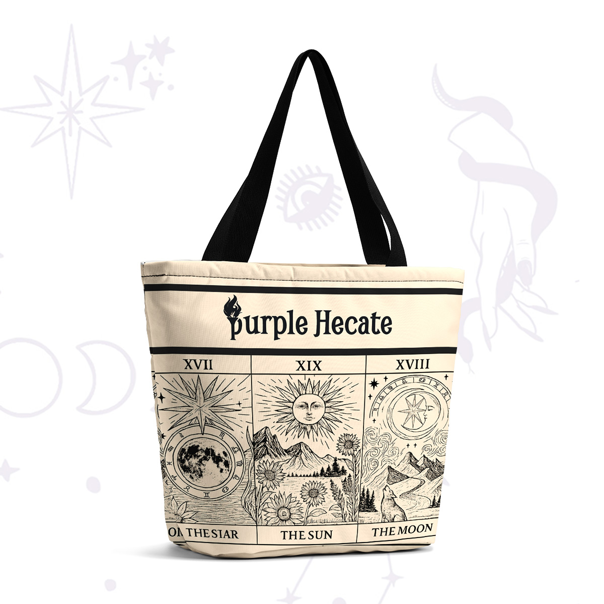 Purplehecate Mystical Tarot Casual Tote Bag