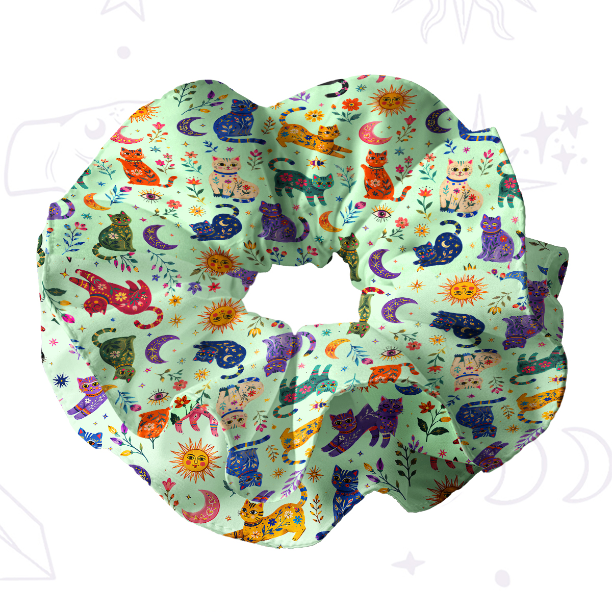 Purplehecate Rainbow Magic Cats Double Layer Scrunchie