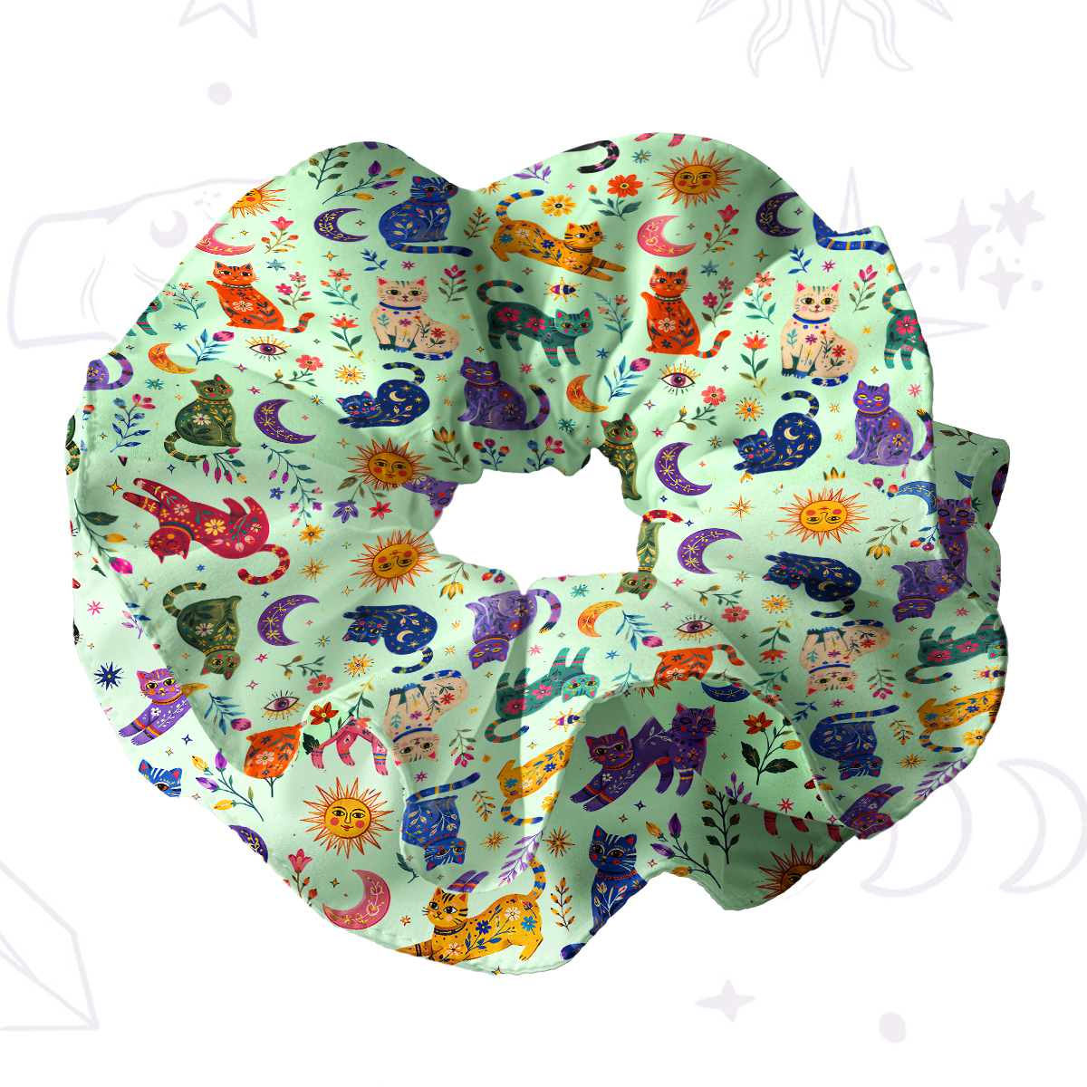 Purplehecate Rainbow Magic Cats Double Layer Scrunchie