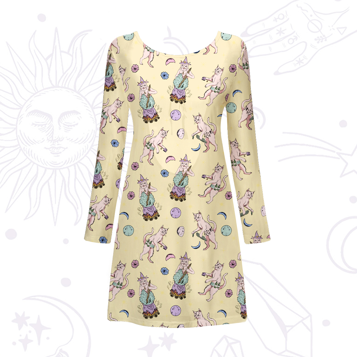 Purplehecate Cat Coven Beachwear Cover-Up Dress