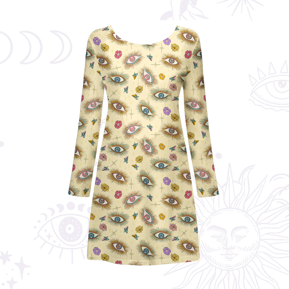 Purplehecate Evil Eye Pattern Beachwear Cover-Up Dress